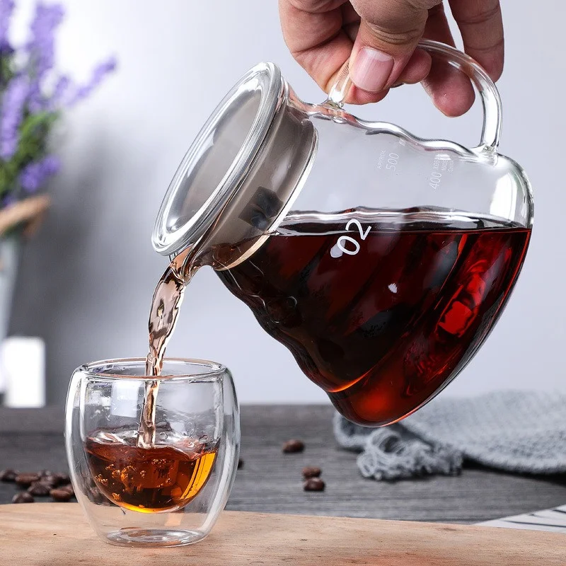 Coffee Equipment Accessories - 蓋付きの手作りコーヒーカラフ,透明なガラスのやかん,共有ポット,カラフメーカーの付属品,350 600 800ml